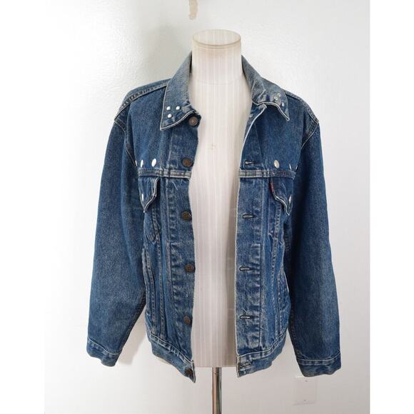 Vtg Levi's 70506-0216 Jean Jacket 42 Studs Custom Indian Native Horse Paint - Picture 3 of 10